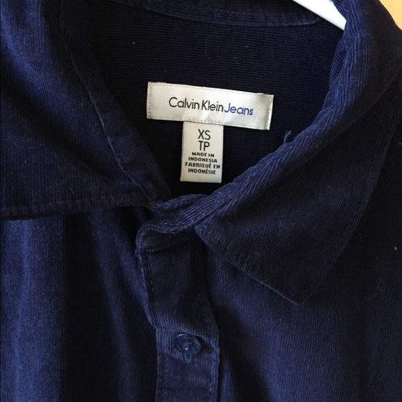 Calvin Klein Navy collared Corduroy Shirt - Picture 2 of 3
